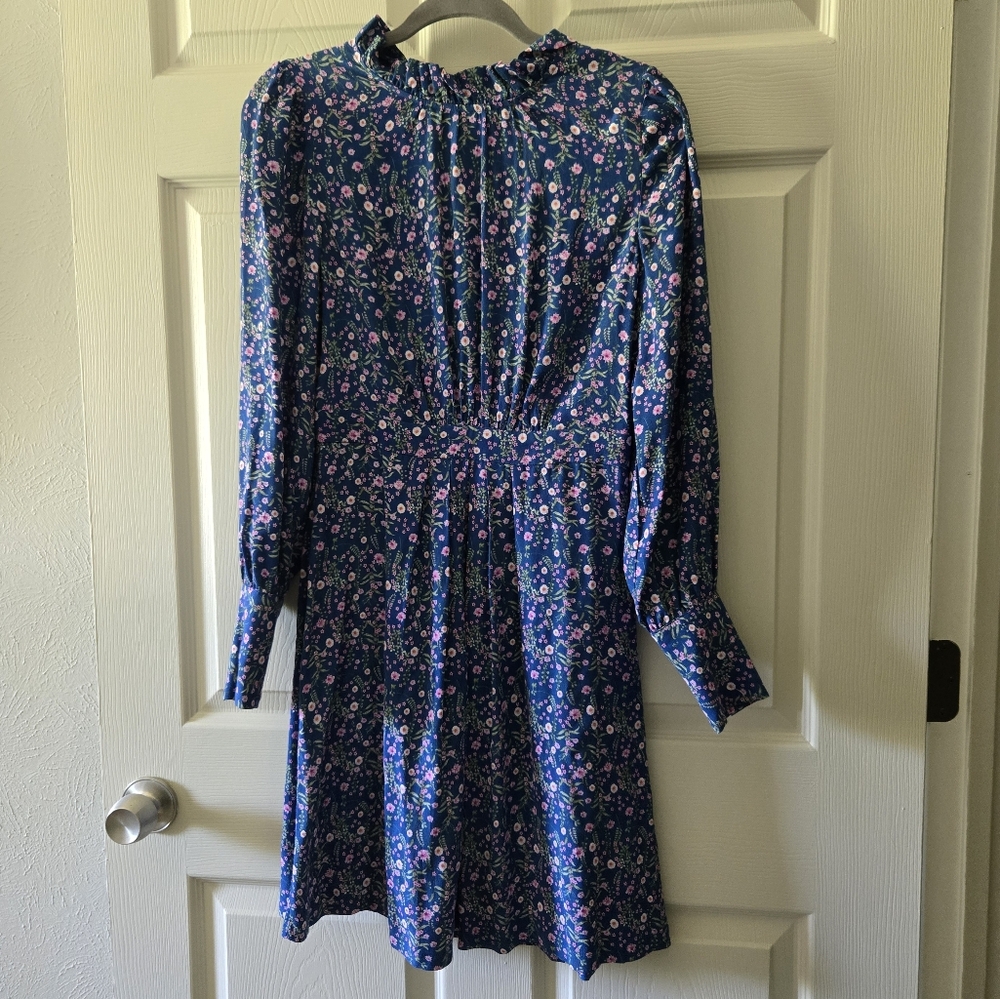 A Loves A Floral Blue Long Sleeve Knee Length Dress